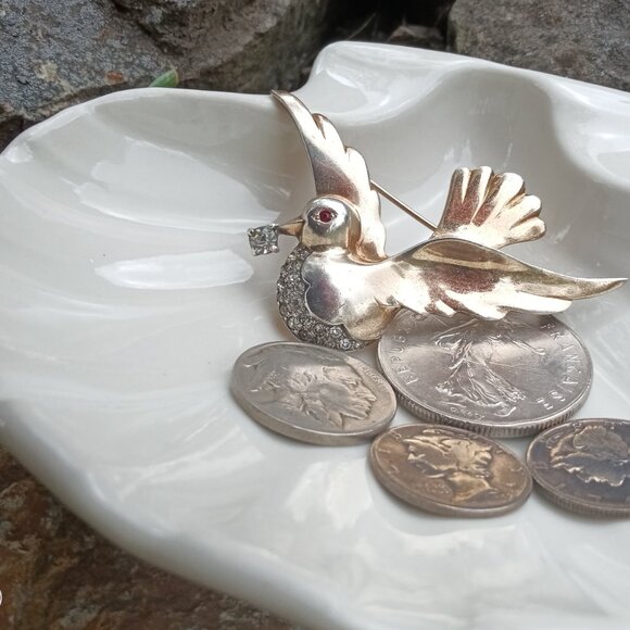 Signed Mazer 1940's Sterling & Rhinestone Brooch - Picture 11 of 12